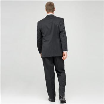 Charcoal Single Pleat Wool Suit, , large