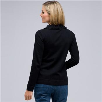 Long Sleeve Ruffle Front Cardigan, , large