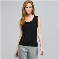 Sleeveless Scoop Neck Shell., Black, medium