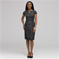 Dart Dress With Velvet Trim, Black & White, medium