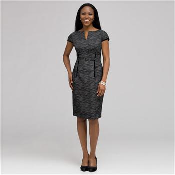 Dart Dress With Velvet Trim, , large