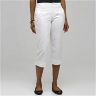 5 Pocket Cuffed Capri, Porcelain, medium