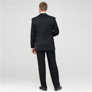 Black Single Pleat Athletic Fit Wool Suit, , large